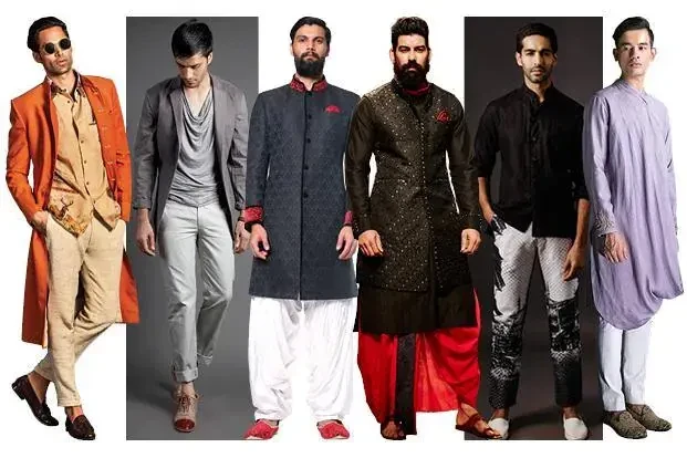 Indian men’s fusion fashion blending traditional garments with modern styles