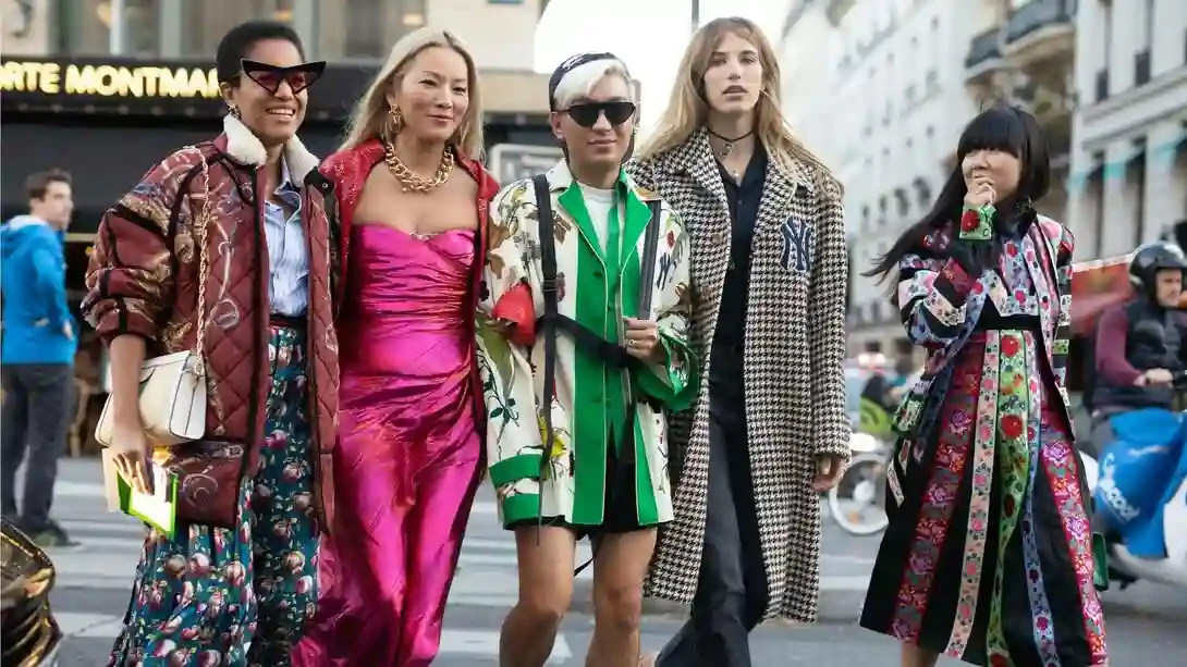 Group of people in designer dresses. Group of people in designer dresses.