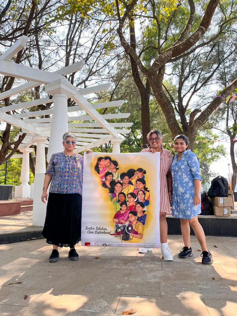 Students with their artwork at Serendipity Arts Festival, Goa