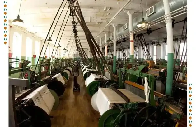 Vintage textile mills with weaving machines Vintage textile mills with weaving machines